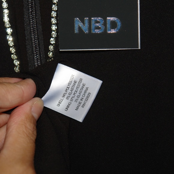 SOLD NWT NBD Phineas Black Sleevless Rhinestone Front Plunge Neck Mini Dress Med - Picture 6 of 11